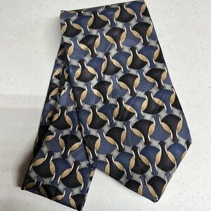 Oleg Cassini Imported Silk Tie Blue, tan, gray, black